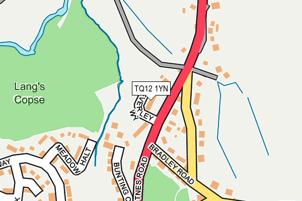 TQ12 1YN map - OS OpenMap – Local (Ordnance Survey)