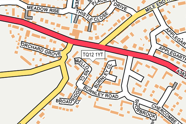 TQ12 1YT map - OS OpenMap – Local (Ordnance Survey)