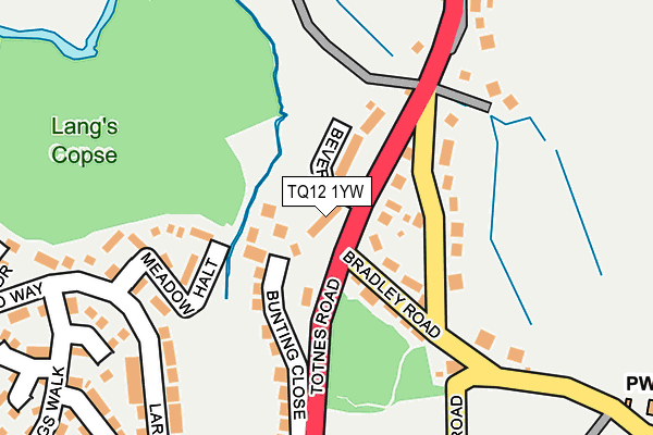 TQ12 1YW map - OS OpenMap – Local (Ordnance Survey)