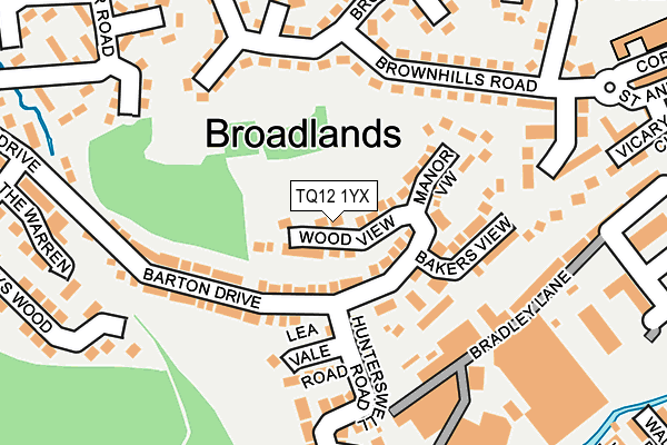 TQ12 1YX map - OS OpenMap – Local (Ordnance Survey)