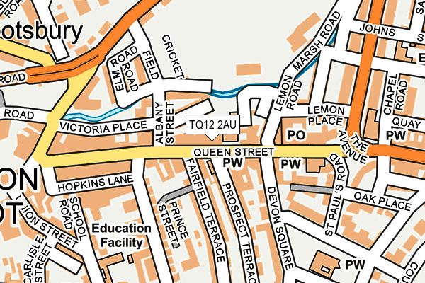 TQ12 2AU map - OS OpenMap – Local (Ordnance Survey)