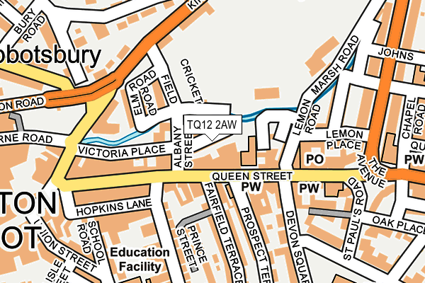 TQ12 2AW map - OS OpenMap – Local (Ordnance Survey)