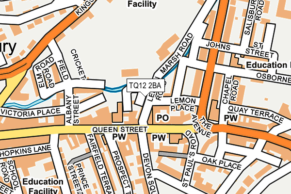 TQ12 2BA map - OS OpenMap – Local (Ordnance Survey)