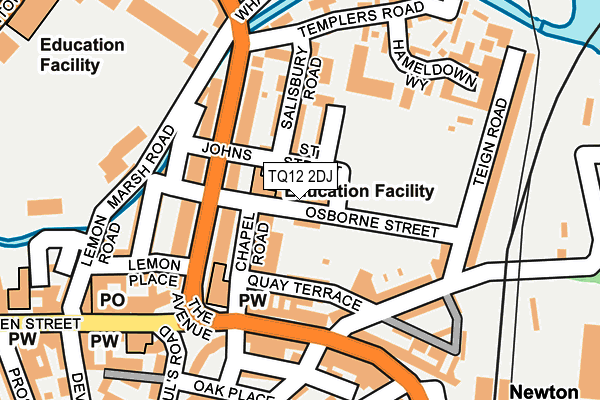TQ12 2DJ map - OS OpenMap – Local (Ordnance Survey)