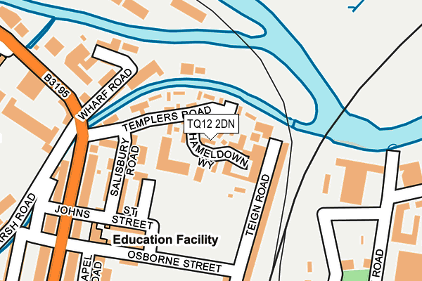 TQ12 2DN map - OS OpenMap – Local (Ordnance Survey)