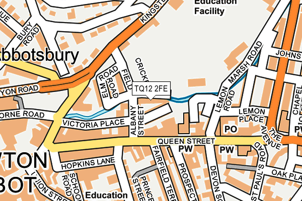 TQ12 2FE map - OS OpenMap – Local (Ordnance Survey)