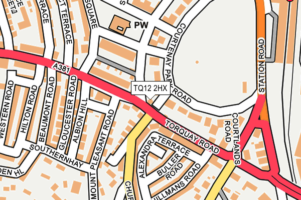 TQ12 2HX map - OS OpenMap – Local (Ordnance Survey)
