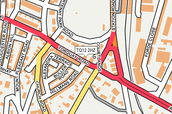 TQ12 2HZ map - OS OpenMap – Local (Ordnance Survey)