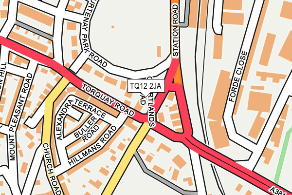 TQ12 2JA map - OS OpenMap – Local (Ordnance Survey)