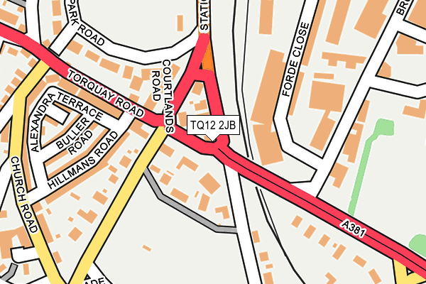 TQ12 2JB map - OS OpenMap – Local (Ordnance Survey)