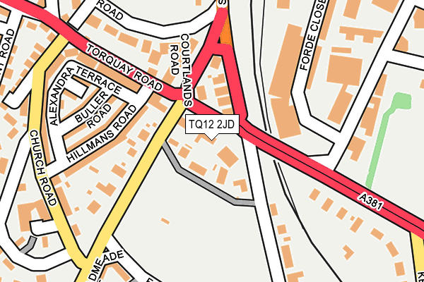 TQ12 2JD map - OS OpenMap – Local (Ordnance Survey)