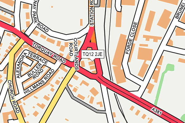 TQ12 2JE map - OS OpenMap – Local (Ordnance Survey)