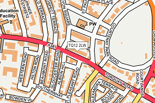 TQ12 2LW map - OS OpenMap – Local (Ordnance Survey)