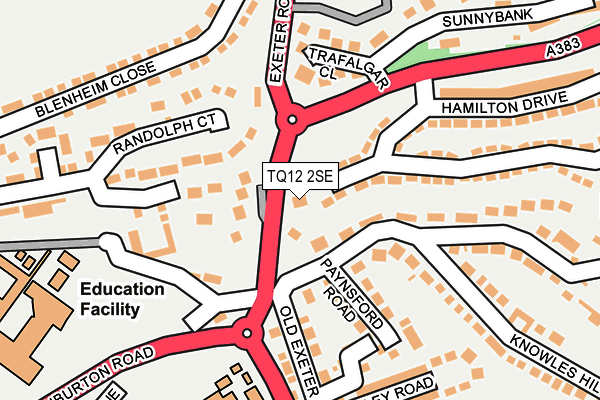 TQ12 2SE map - OS OpenMap – Local (Ordnance Survey)