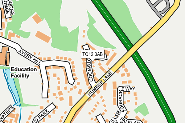 TQ12 3AB map - OS OpenMap – Local (Ordnance Survey)