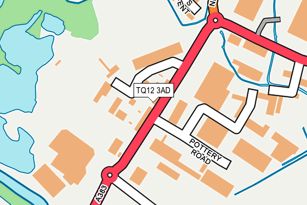 TQ12 3AD map - OS OpenMap – Local (Ordnance Survey)