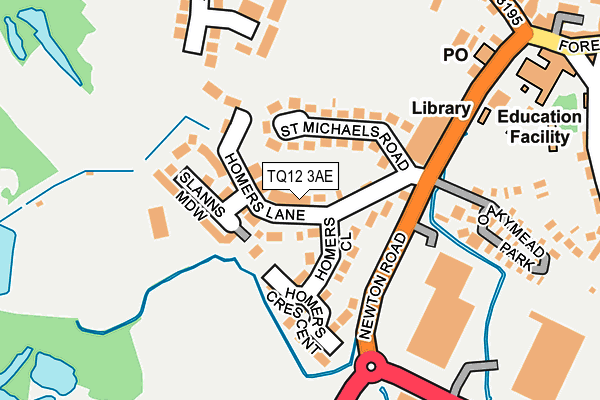 TQ12 3AE map - OS OpenMap – Local (Ordnance Survey)