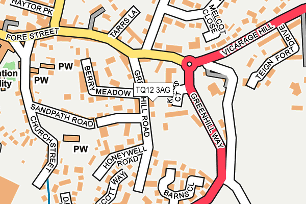TQ12 3AG map - OS OpenMap – Local (Ordnance Survey)