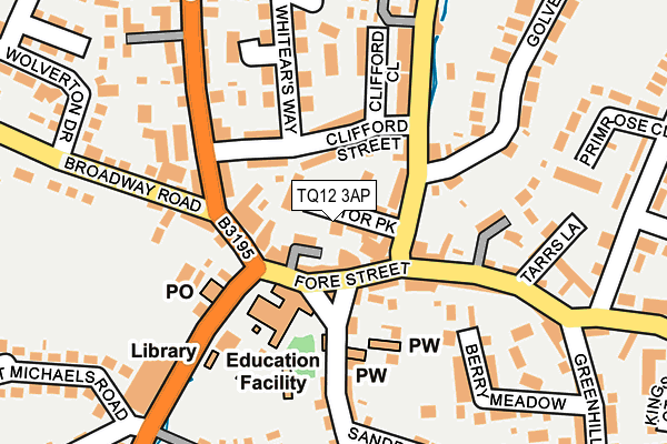 TQ12 3AP map - OS OpenMap – Local (Ordnance Survey)