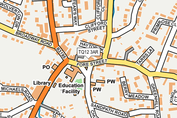 TQ12 3AR map - OS OpenMap – Local (Ordnance Survey)
