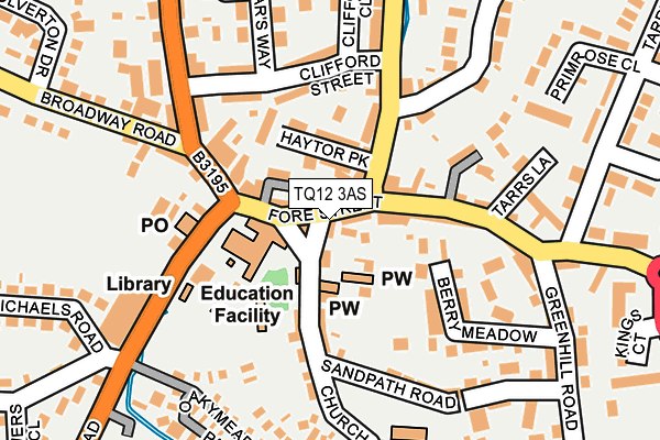 TQ12 3AS map - OS OpenMap – Local (Ordnance Survey)