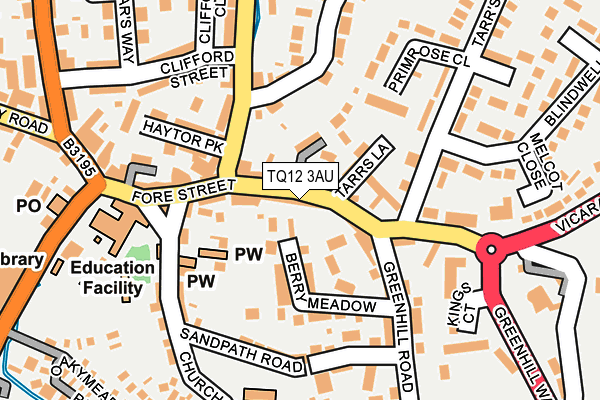 TQ12 3AU map - OS OpenMap – Local (Ordnance Survey)