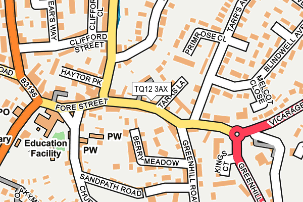 TQ12 3AX map - OS OpenMap – Local (Ordnance Survey)