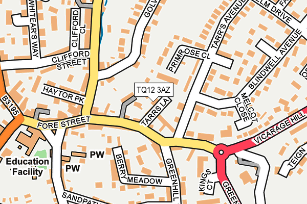 TQ12 3AZ map - OS OpenMap – Local (Ordnance Survey)