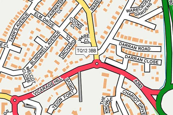 TQ12 3BB map - OS OpenMap – Local (Ordnance Survey)