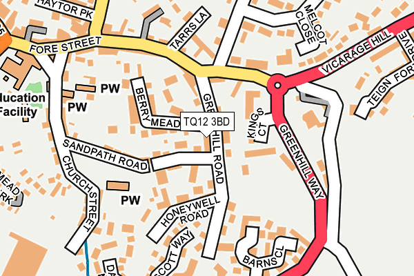 TQ12 3BD map - OS OpenMap – Local (Ordnance Survey)