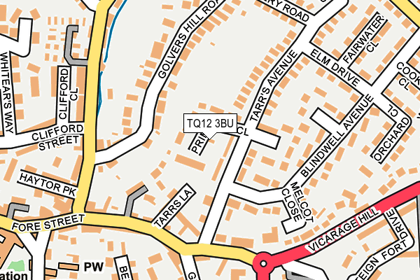 TQ12 3BU map - OS OpenMap – Local (Ordnance Survey)
