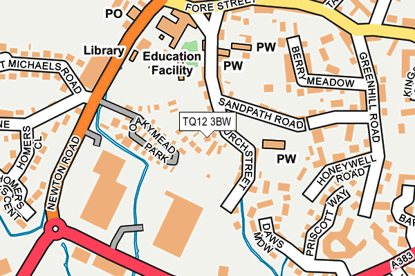 TQ12 3BW map - OS OpenMap – Local (Ordnance Survey)