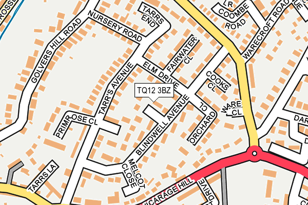 TQ12 3BZ map - OS OpenMap – Local (Ordnance Survey)