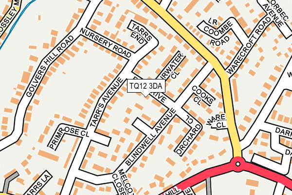TQ12 3DA map - OS OpenMap – Local (Ordnance Survey)