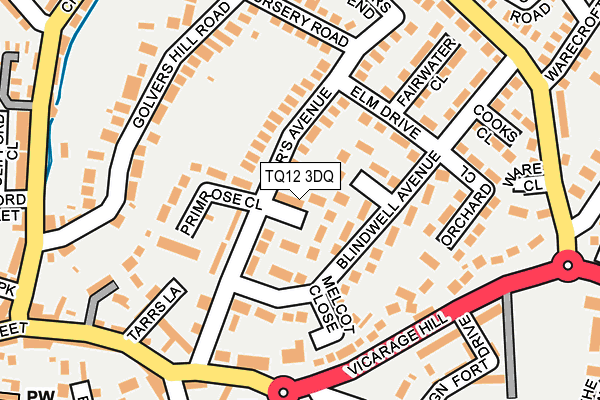 TQ12 3DQ map - OS OpenMap – Local (Ordnance Survey)