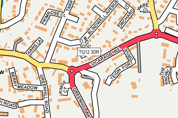 TQ12 3DR map - OS OpenMap – Local (Ordnance Survey)