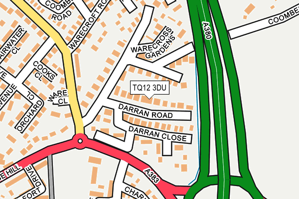 TQ12 3DU map - OS OpenMap – Local (Ordnance Survey)