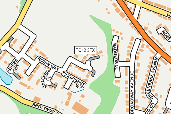 TQ12 3FX map - OS OpenMap – Local (Ordnance Survey)