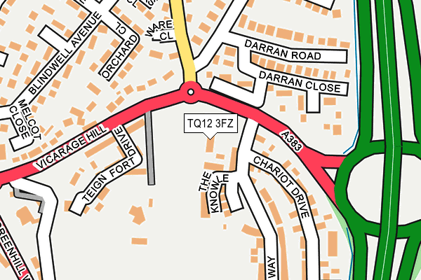 TQ12 3FZ map - OS OpenMap – Local (Ordnance Survey)