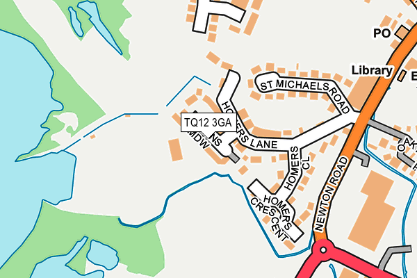 TQ12 3GA map - OS OpenMap – Local (Ordnance Survey)