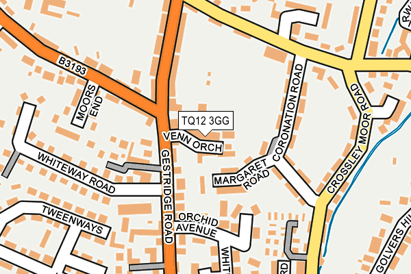 TQ12 3GG map - OS OpenMap – Local (Ordnance Survey)