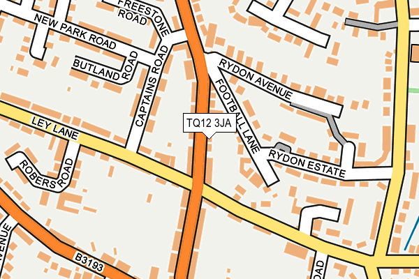 TQ12 3JA map - OS OpenMap – Local (Ordnance Survey)