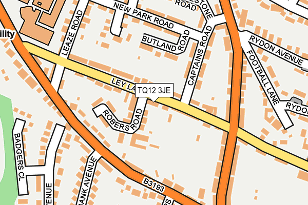 TQ12 3JE map - OS OpenMap – Local (Ordnance Survey)