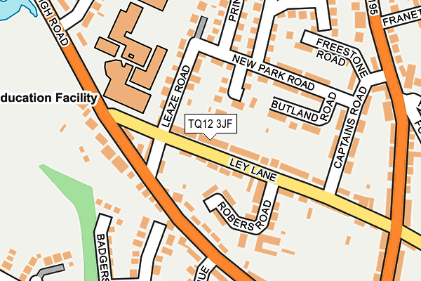 TQ12 3JF map - OS OpenMap – Local (Ordnance Survey)