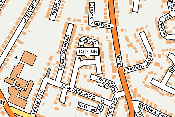 TQ12 3JN map - OS OpenMap – Local (Ordnance Survey)