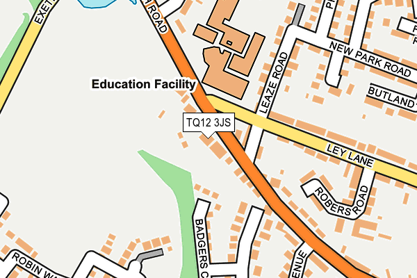 TQ12 3JS map - OS OpenMap – Local (Ordnance Survey)