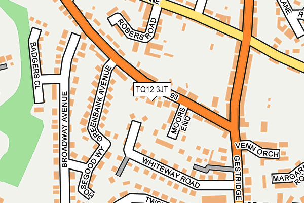 TQ12 3JT map - OS OpenMap – Local (Ordnance Survey)