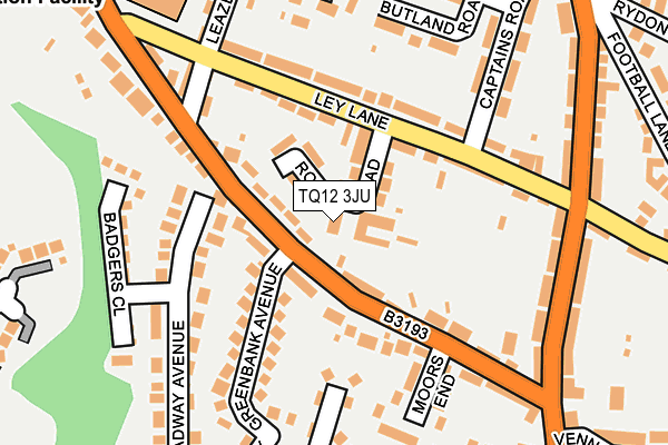 TQ12 3JU map - OS OpenMap – Local (Ordnance Survey)