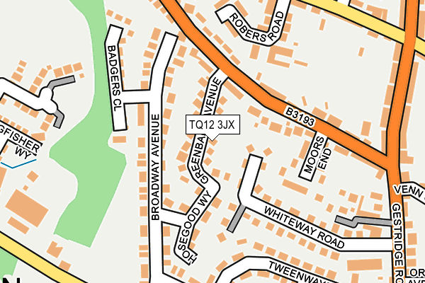 TQ12 3JX map - OS OpenMap – Local (Ordnance Survey)