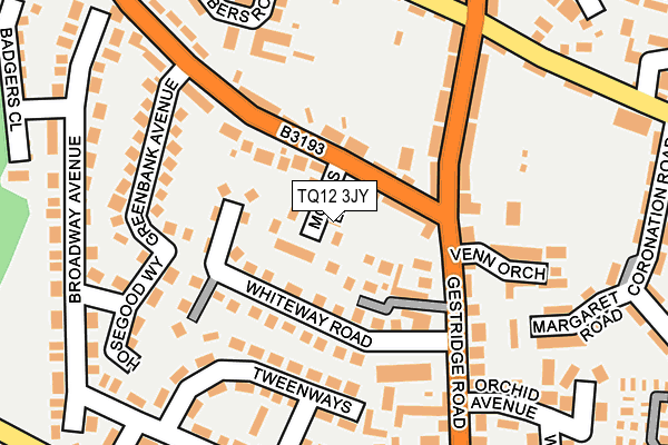 TQ12 3JY map - OS OpenMap – Local (Ordnance Survey)